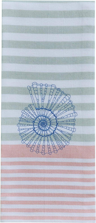 Sea Life Embroidered Shell Dishtowel Set of 2 Park Designs - The Fox Decor